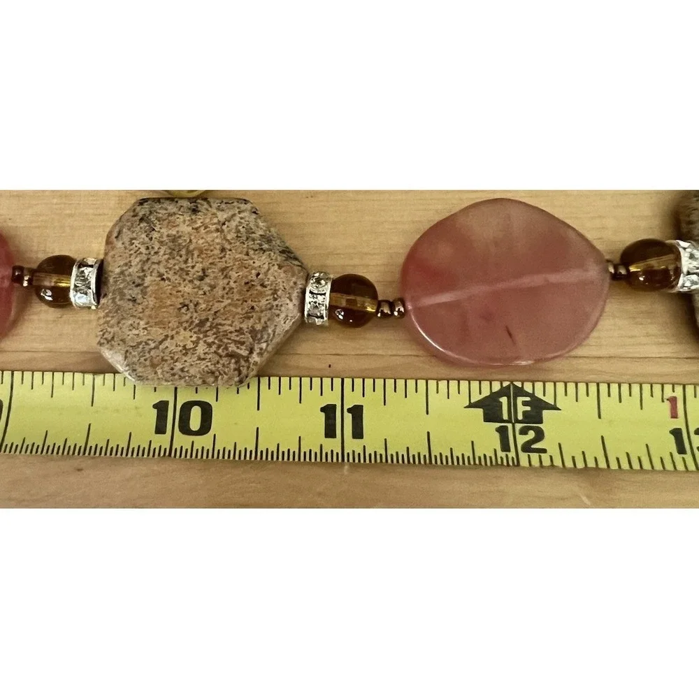 Natural Gemstone Pink Agate Jasper Quartz Necklace Earrings Set 20-23